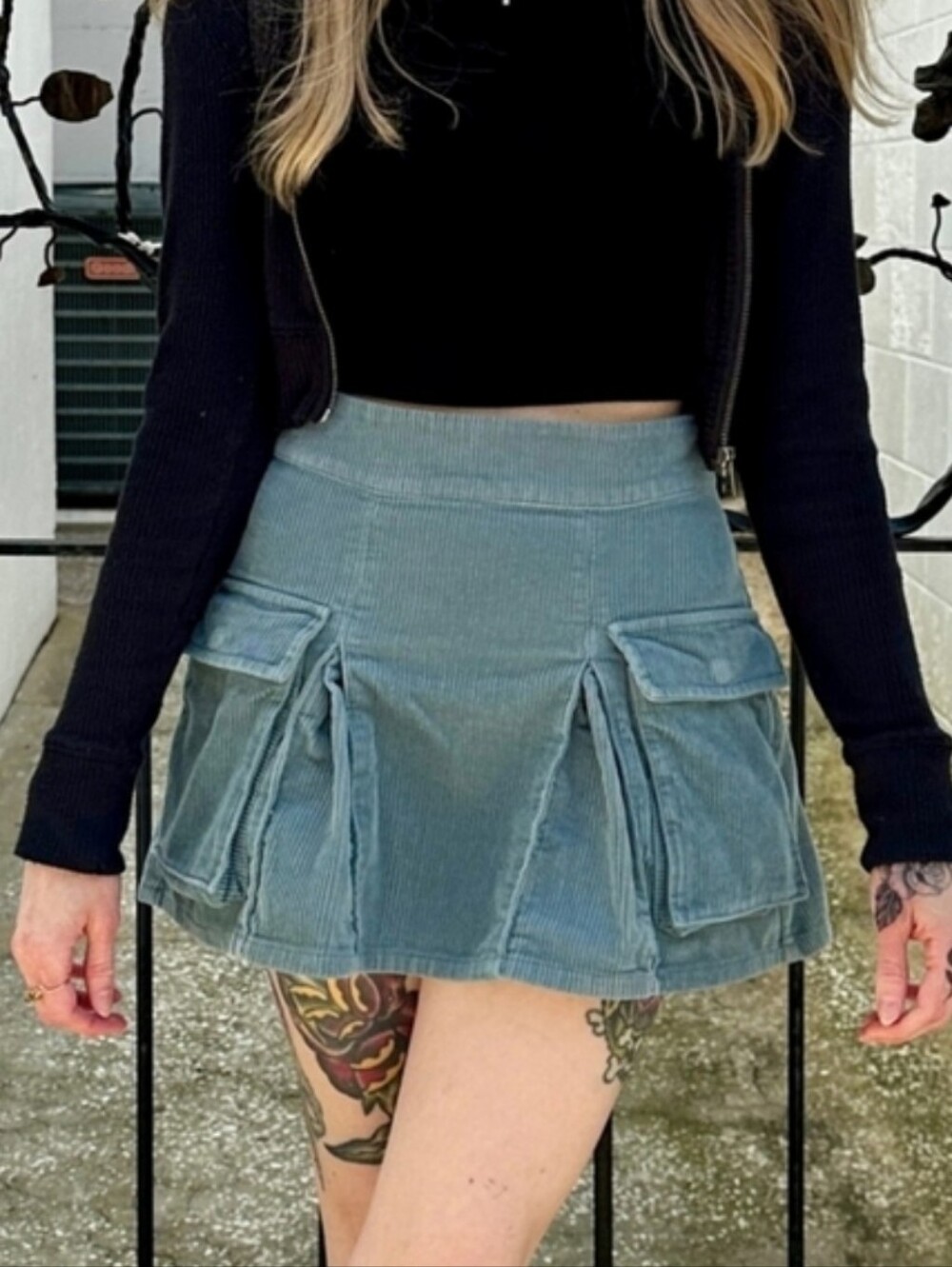 Woman's Corduroy Mini Skirt- Wild Fable - XL - Blue